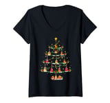 Womens Guitar Lover Christmas Lighting Guitar Xmas Tree V-Neck T-Shirt