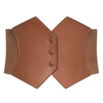 Ceinture Femme Ceinture Corset Vintage Ceinture Élastique Élégante Uni pour Robe M Marron-3