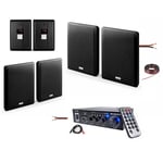 Pack Hifi Ampli Stéréo Bluetooth USB SD LTC MFA1200USB-BT-BL 2x50W - 4 Enceintes Murales LTC SSP501F-B Plates - Commerce Magasin