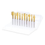 Jeu de forets de routeur de routage HSS pour Dremel,outils de fraises à distance en carbure,bois,pierre,racine en métal,fraise carrosée,6 pièces,10 pièces - Type 10PC J box