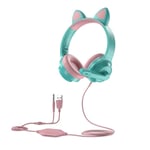 Nouvelle arriv¿e casque de jeu filaire avec microphone casque de r¿duction de bruit d'oreille de chat mignon pour commutateur PC PS4 nouvelle Xbox-vert sans bo¿te_XINENGJI