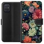 Samsung Galaxy A71 Svart Plånboksfodral Färglada blommor