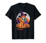 Fun Cute Lion Witch with Rainbow Mane, Halloween Pumpkins T-Shirt