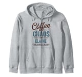 ELAINE Personalized Cute Coffee Girls ELAINE Name Zip Hoodie