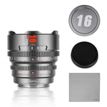 7artisans Objectif cinéma Professionnel T2.1 16 mm, Cadre S35 Compatible avec Monture Canon RF-S pour Red Komodo/Komodo X/Canon C70/R7/R50/R16 (Gris Titane)