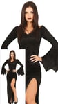 FIESTAS GUIRCA Déguisement Maîtresse des Ténèbres Femme - Costume de Mère Gothique avec Robe Longue Noire Sexy avec Fente de Jambe - Costumes d'Halloween pour Femme Taille S