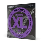 D'Addario Guitar Strings - XL Chromes Electric Guitar Strings - Flat Wound - Polished Ultra-Smooth Feel And Warm, Mellow Tone - ECG24 - Jazz Light, 11-50, 1-Pack