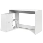 Bureau d'angle en forme de L BOB avec portes blanc