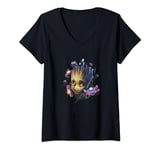 Marvel Guardians Of The Galaxy Groot Flowers T-Shirt avec Col en V