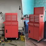 Servante Porte Outils 4 Tiroirs Armoire de Rangement Roues Verrouillables Garage Atelier Rouge CW85009