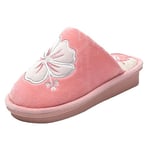 JOMIX Chaussons Femme Pantoufles Femme Chaussons Fourrure Femme Imprimés Fleurs Chaussons Compensés Confortable Chaud pour Maison Hiver (Rose, 36)