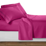 Clara Clark Bed Sheets, Premier 1800 Series 4 Piece Bed Sheet Set, Deep Pocket, Wrinkle, Fade, Stain Resistant, Luxury Soft Bedding Sheets & Pillowcases, King, Magenta