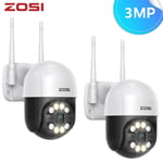 ZOSI 2x3MP CCTV WIFI IP Camera Wireless PTZ Smart Color Night Vision Outdoor