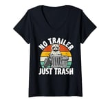 Womens No trailer just trash Raccoon Trashcan Garbage V-Neck T-Shirt