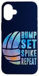 Coque pour iPhone 16 Plus Bump Set Spike Repeat Aquarelle Volleyball Femmes Adolescentes Filles