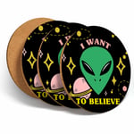 4 set - Alien UFO Space Planets - Coasters Kitchen Drinks Coaster Gift#14769