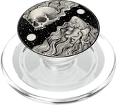 Skull and Heart in Space - Cosmic Life and Death Art PopSockets PopGrip for MagSafe