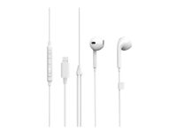 eSTUFF - Hörlurar med mikrofon - öronknopp - kabelansluten - Lightning - vit - för Apple iPhone (Lightning)