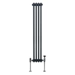 Radiateur Traditionnel à Triple Colonne 1500 x 202 mm, Chauffage Moderne Vertical en Acier au Carbone Gris Anthracite Mat, Cuisine Salon Salle de Bain [Brosse, Attaches Murales & Supports INCLUS]