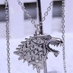 LCC® Halsband för män i rostfritt stål Game of Thrones Stark Vapen Giant Wolf Chain Presenthänge för fans