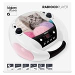 Lecteur CD Radio Portable MP3 blanc motif chat et pelotes