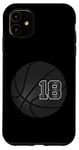 Coque pour iPhone 11 Ballon de basket-ball numéro 18 noir pour joueurs et amateurs de sport