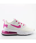 Nike Air Max 270 React White Textile Womens Lace Up Trainers CJ0619 100 - Size UK 4.5