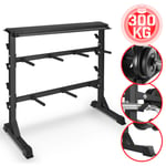 Physionics® Support Pour Haltères - Musculation, Charge Max. 300 Kg, 98 X 95 X 48 Cm, Noir - Rack De Rangement Pour Disques De Poids Et Barres D'haltères, Repose Barre