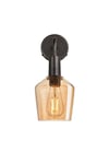 Sleek Tinted Glass Schoolhouse Wall Light, 5.5 Inch, Amber, Pewter Holder