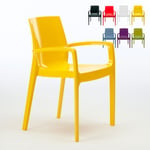 Grand Soleil - Chaise polypropylène empilable avec accoudoirs salle à manger Cream Couleur: Jaune