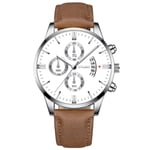 Lyxmode Herr Militär Sportklockor Man Brun Watch Kvarts Armbandsur Herr Affär Casual Watch Masculino Brown White