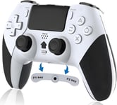 Manette Sans Fil Pour Ps4, Contrôleur Pour Ps4 Avec Audio Microphone Jack, Manette P4 Dual Vibration Avec Gyroscope À Six Axes, Macro, Turbo, Ecran Tactile, 800mah Batterie(Blanc)