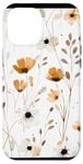 Coque pour iPhone 12 Pro Max Blanc abstrait floral mignon beige marron fleurs sauvages esthétiques