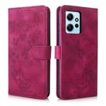 CXTcase Etui Coque pour Xiaomi Redmi Note 12 4G, Protection Housse en Cuir PU Etui à Rabat Pochette de Portefeuille Compatible avec Xiaomi Redmi Note 12 4G, Rosé Rouge