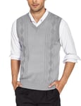 COOFANDY Pull sans manches pour homme - Col en V - Sans manches - Coupe droite - Sans manches - Pour le travail, gris, S