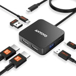 Station D'Accueil 2 Écrans,Adaptateur Hdmi Double 4K 60 Hz,Hub Usb C Double 4 K,Données Usb C,100 W Pd,Usb 3.0,Station D'Accueil Usb C Pour Macbook Air/Pro/Dell/Hp/Surface/Lenovo