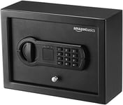 Amazon Basics Petit coffre-fort de sécurité pour tiroir de bureau avec Électronique clavier programmable, Noir, 30 cm L x 21,84 cm P x 11,18 cm H