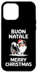 Coque pour iPhone 12 Pro Max Buon Natale, chien de berger des Shetland, Sheltie, Noël, Italie, Père Noël