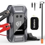 GIATERO Batterie Voiture 4000A, 150PSI Gonfleur Pneus Voiture, Démarreur de Voiture avec Compresseur à Air, 12V Jump Starter pour Véhicule, 500 Lumens LED