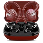 Jesebang Wireless Earbuds, Bluetooth 5.3 Headphones, 2024 Wireless Earphones HiFi Stereo Sound with ENC Mic, Sport Headsets in Ear EarHooks for Running, IP7, 40H Dual LED Display, Classic Red