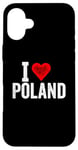 iPhone 16 Plus Funny Design Retro I Love Poland with a Red Heart Case