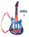 Lexibook K260SP Spider-Man Electronic Lighting Guitar with mic, Glasses with Microphone, Demo Songs, 2 Game Modes, MP3 Plug, Blue/red