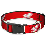 Collier pour Chien avec Boucle en Plastique pour Honda avec Logo de Moto Rouge et Blanc de 15 à 26 Pouces de Large