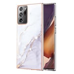 Samsung Galaxy Note 20 Ultra Phone Case,Galaxy Note 20 Ultra Cover,Brilliant Glitter IMD Marble Shockproof Flexible Soft Silicone TPU Bumper Cover Case for Galaxy Note 20 Ultra,YBB Marble White