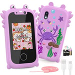 Ashfly Telephone Portable pour Enfants, 2.4" Smartphone Enfant Jouets Enfant 3 4 5 6 7 8 9 10 Ans, Jouet Electronique éducatif avec HD 1080P Double Caméra, SD Carte, 13 Jeux (Violet)