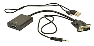 VGA Input to HDMI Output Adapter, 1080P Converter with Audio From VGA of Computer/Laptop to HDMI of TV/Monitor