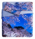 Ipersan Sakura Parure de lit avec Housse de Couette Photo Place Fine Art Coton Organique Bleu Rose 1 Place 1/2