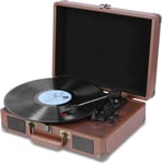 Platines vinyles,Tourne Disque Vinyle Bluetooth avec 33/45/78 RPM,2 Haut Parleurs Intégrés,Enregistrement Vinyle vers Audio,RCA/Aux/USB/LP,Design Valise (Rouge Brun)