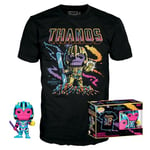 Funko POP! & Tee: Marvel - Thanos - (BKLT) - Small - (S) - T-Shirt - Clothes With Collectable Vinyl Figure - Gift Idea - Toys and Short Sleeve Top for Adults Unisex Men and Women - Movies Fans