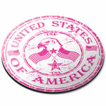 Round Mouse Mat - Pink United States Of America Office Gift #5770